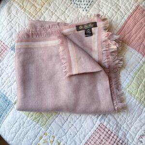 Loro Piana Square Scarf Pastel Lilac Cashmere Silk Plaid Fringe Made In Italy